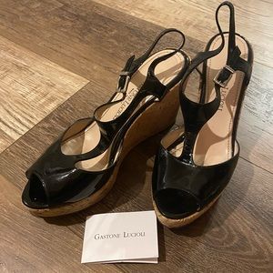 Gastone Lucioli Patent Leather Wedge Sandal